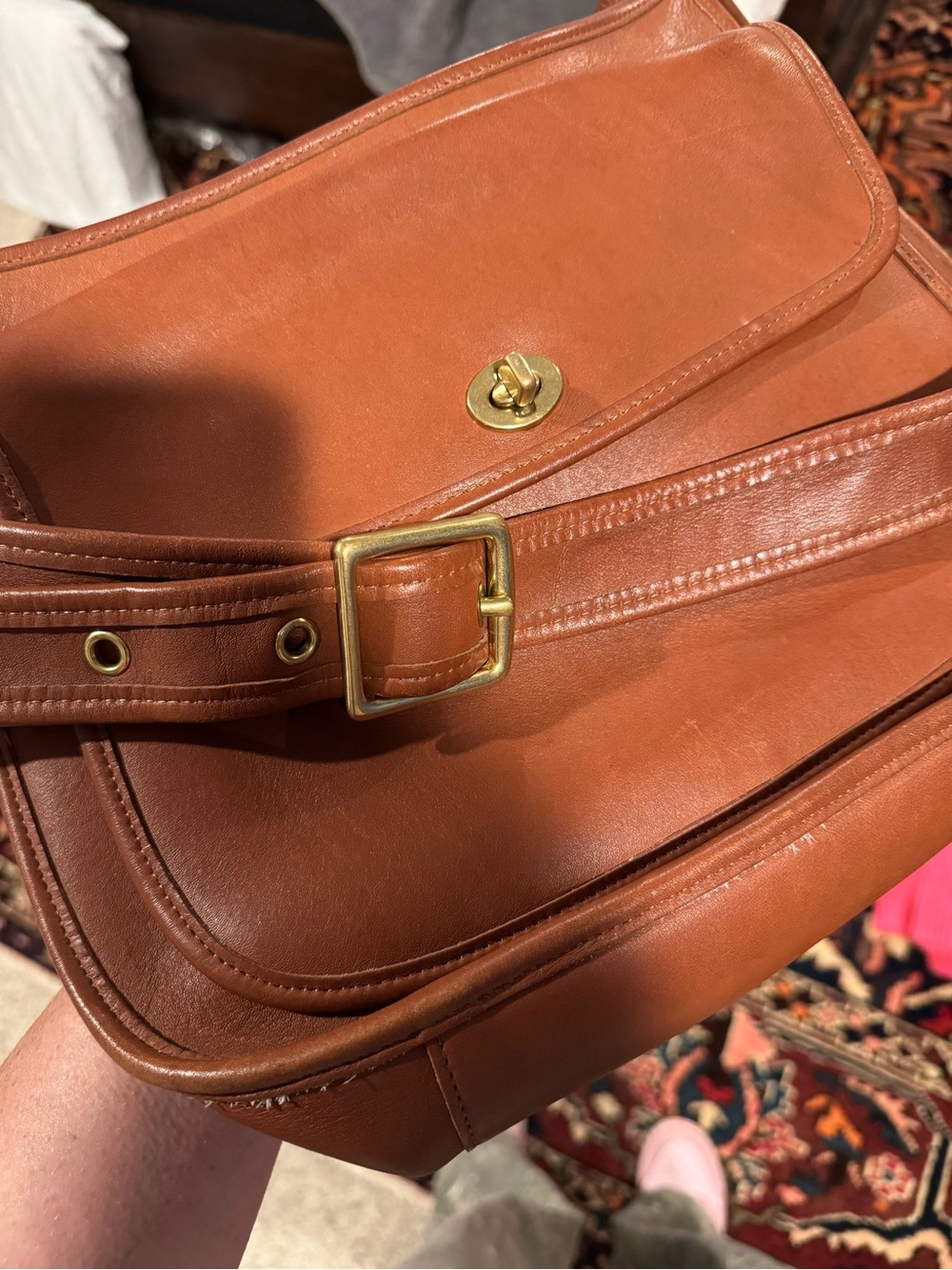 Coach 9980 Taft Bag Brown Leather Shoulder Bag with Turn-Lock - Picture 8 of 11